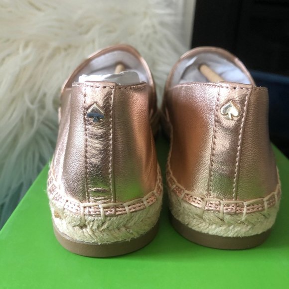 *2x HP* NIB! Kate Spade Gold Slip-On Espadrilles - Picture 10 of 14